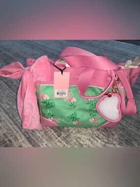 🆕- Viral Retro Juicy Couture Cherry Velvet Tote with Heart Coin Pouch